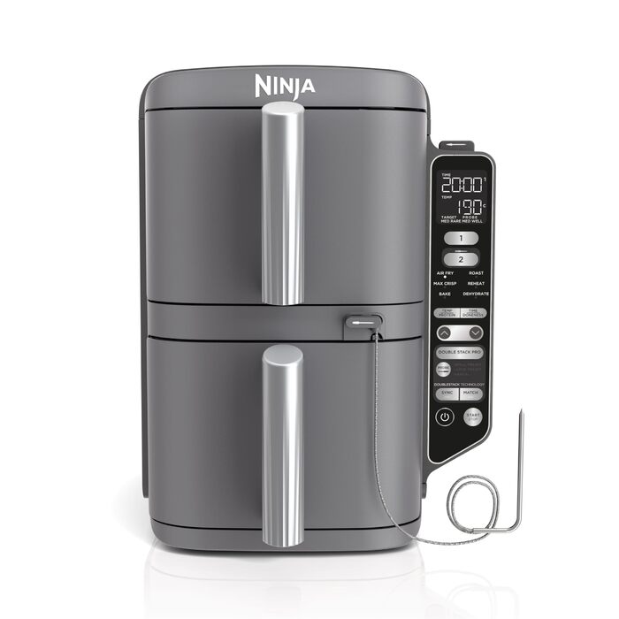 Аерофритюрниця Ninja Double Stack XL 9.5л SL451EU сіра - фритюрниця без олії з цифровим термометром, 6 програм, 2 рівні