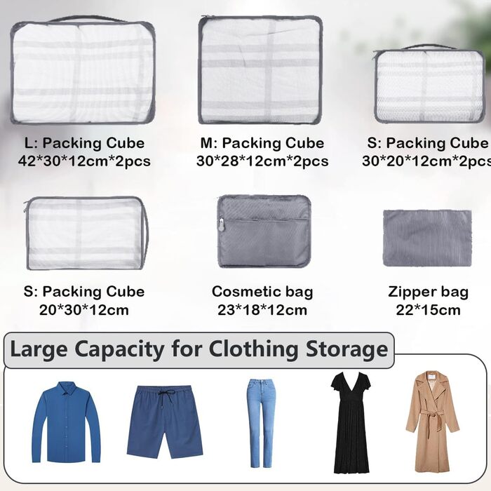 Органайзер для валізи 12 шт. - Набір водонепроникних кубиків для подорожей, сімейних поїздок та зберігання вдома (Сірий)