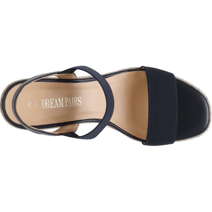 Босоніжки жіночі DREAM PAIRS на танкетці, еспадрильї, відкритий носок, ремінець на щиколотку, сині (40 EU)