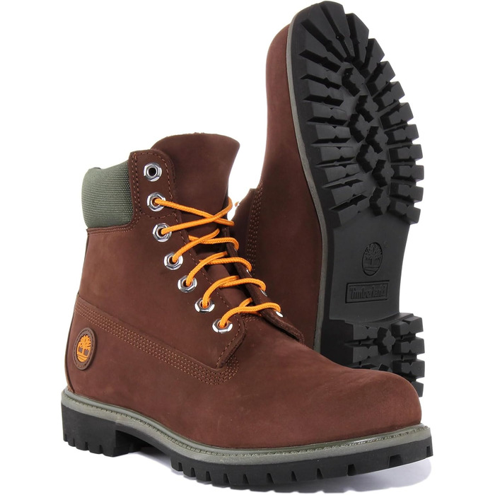 Черевики Timberland Premium 6 Inch з нубуку, темно-коричневого кольору, оранжеві, 41.5 EU