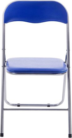 CLP Folding Chair Felix I Padded Folding Chair with Faux Leather Upholstery, Color: (Blue/Silver)