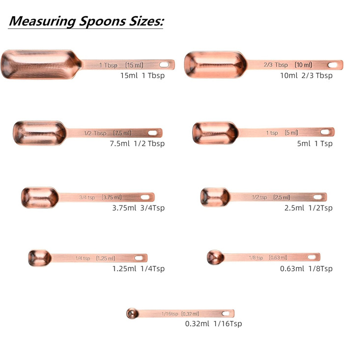 Measuring cup and spoon set, 18/8 stainless steel, measuring cups and spoons, metric and US measuring tool set, durable, 7 cups and 9 spoons, 1 leveler for baking and kitchen