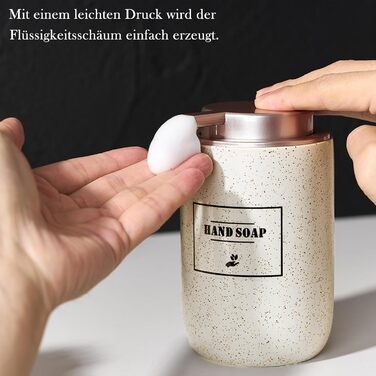 Дозатор для миючого засобу та рідкого мила GIRLUFO, 350 мл, бежевий, з великим насосом. Наповнюваний дозатор для ванної кімнати та кухні. Легкий у використанні.