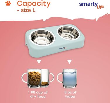 Набір мисок для котів та собак Smarty Life з піднятою платформою - нержавіюча сталь, для корму та води