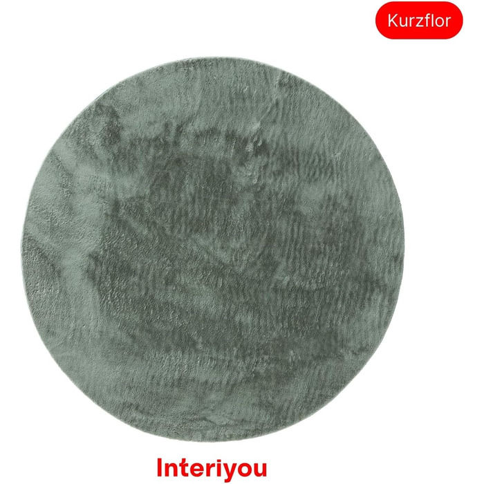 Килимок для вітальні Interiyou Fargo 80x150 см - короткий ворс, миючий, нековзний, штучне хутро, м'який ворс (зелений)