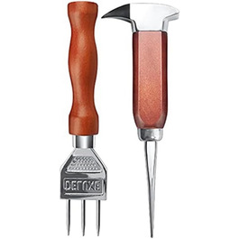 Ice Pick Set with Wooden Handle - Perfect for Bars and Bartenders - Ice Crusher and Tongs Kit - Best Carving Tool for Cocktails and Drinks