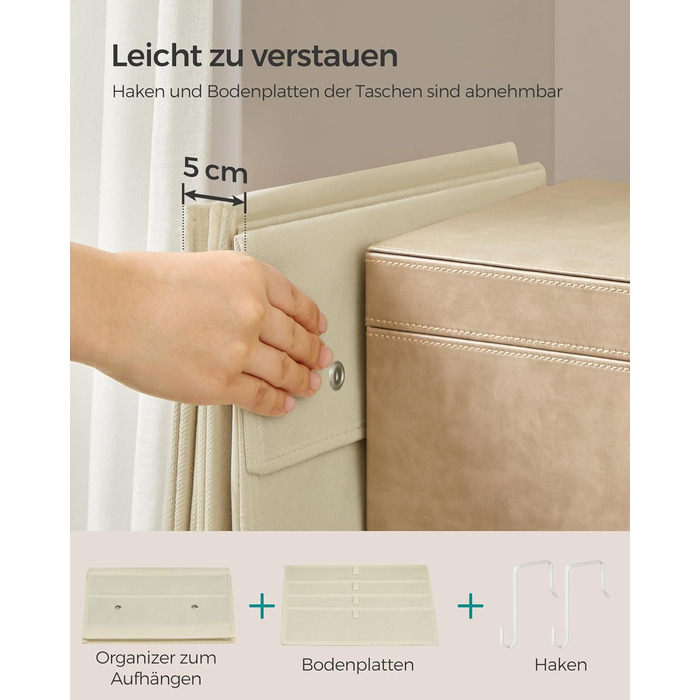 Організатор для шафи SONGMICS з 4 кишенями, настінний, для зберігання, на двері, спальня, вітальня, 2 x 33,5 x 00 см, RDH04G (1, Бежевий)