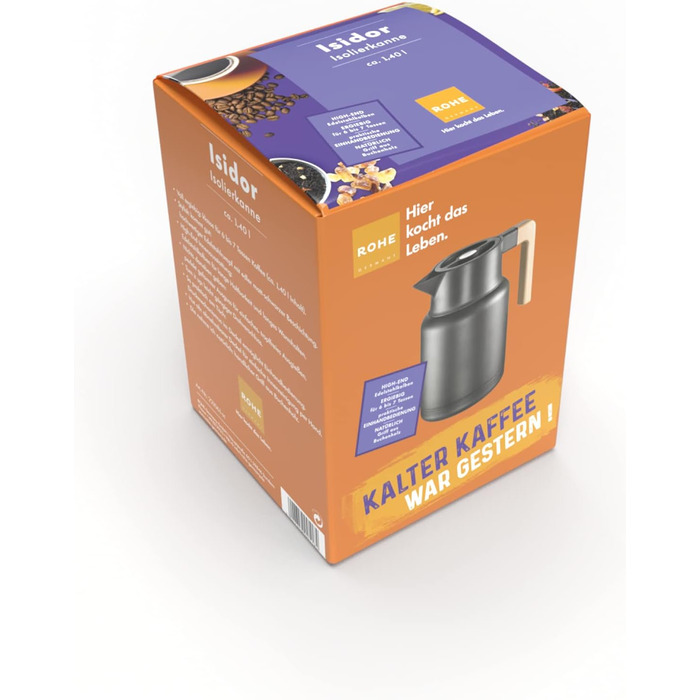 221061-sc Insulated Thermos Isidor, approx. 1.40 l with stainless steel inner vessel, Stainless Steel, 1.4 liters, black