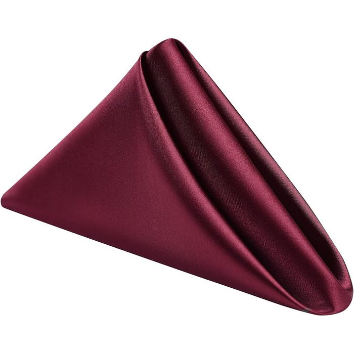 SiinvdaBZX 60-Piece Burgundy Cloth Napkins with Waved Edges, 16.8 x 16.8 inches (43.2 x 43.2 cm), Square Satin Napkins, Silky Soft Polyester, Restaurant, Decoration