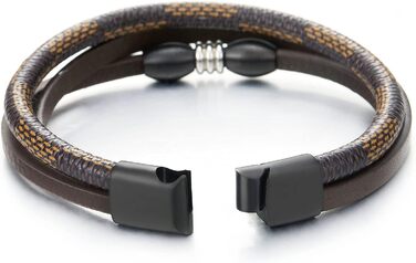 Чоловічий/Жіночий плетений браслет COOLSTEELANDBEYOND з натуральної шкіри, багатошаровий, темно-синій, з нержавіючою сталлю та магнітною застібкою