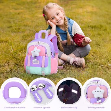 Рюкзак для дитячого садка Tanou для дівчаток, ультралегкий, з нагрудним ремінцем, фіолетовий