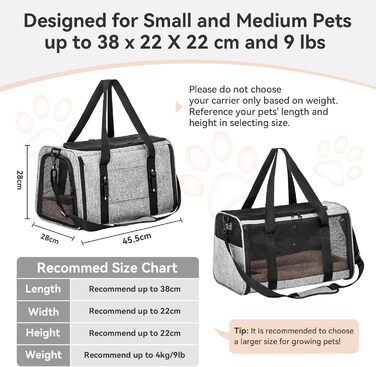 Транспортна переноска для кота/собаки Petsfit - складана переноска для авто, сіра, M (45,5 x 28 x 28 см)