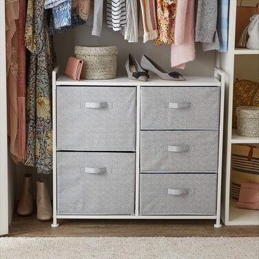 Amazon Basics - Closet Storage Organizer with 5 Fabric Drawers, White