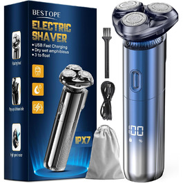 Електричний гострозуб чоловічий 3D гострозуб з магнітними лезами, IPX7, для сухого та вологого гоління, з блокуванням для подорожей (блакитний)