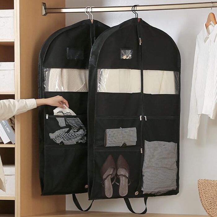Мішок для одягу URMI, міцний, 2 шт., 60x110 см, з 3 кишенями для сорочок, пальто, курток, суконь – для подорожей