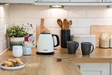 Електричний чайник Russell Hobbs 1 л, Edelstahl Creme (2400W, швидке кип'ятіння, фільтр від накипу, індикатор рівня води, компактний) 24994-70