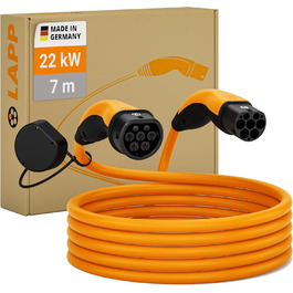 Кабель зарядки LAPP Mobility Typ 2 22 кВт, 7м - для електромобілів, 32А, 3-фазний, IP55, оранжевий