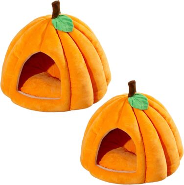 Кішка Будиночок-Печера у Формі Гарбуза на Хелловін - М'яке Тепле Ліжко для Кота, Вологостійке, для Внутрішніх Улюбленців