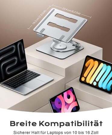 Регульована підставка для ноутбука 360° - ергономічна, до 16 дюймів, сумісна з MacBook Air/Pro