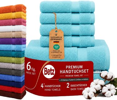Набір махрових рушників Betz Premium 6 шт. (4 шт. 50x100 см, 2 шт. 70x140 см), 100% бавовна, колір Ocean — для ванної та гостей