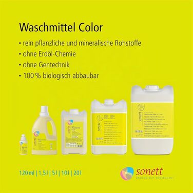 Екологічний пральний засіб для кольорових речей Sonett Color Mint & Lemon, 10 л (набір 2х5 л)