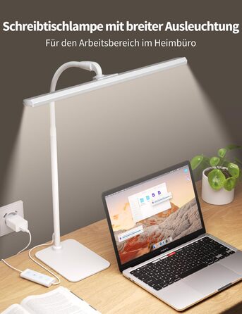 LED настільна лампа Kary з регулюванням яскравості та таймером, 40 см, 12 Вт - для роботи, навчання, читання, догляду за очима, дітей (чорний)