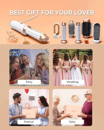 UKLISS Airstyler 6 в 1: Фен, плойка, щітка для волосся, автоматична завивка. Білий