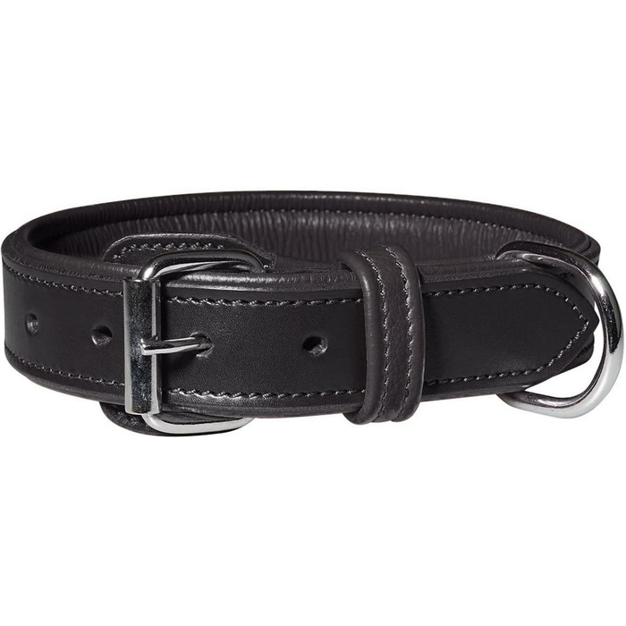 Шкіряний нашийник для собак Knuffelwuff 13967-013 Detroit, чорний, обхват 40-48 см