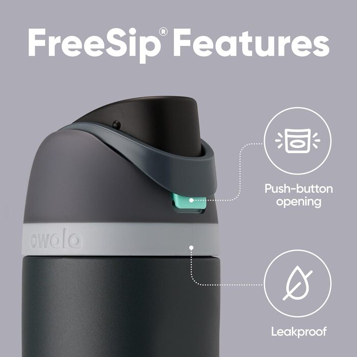 Пляшка спортивна Owala FreeSip 710 мл з соломинкою, нержавіюча сталь, Foggy Tide - для фітнесу, подорожей, без BPA