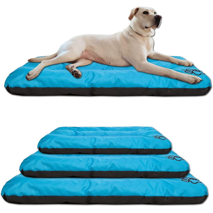 Килимок для собак, лежанка для собак великих, середніх та малих порід - вологостійкий, м'який, з піною, для вулиці та дому - 90x60x8 см, блакитний