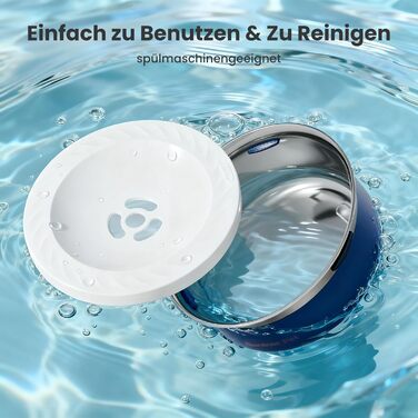 Миска для води для собак Gardner Pet без облизування, нержавіюча сталь, проти протікання, запобігає ковтання, для великих собак, для дому та вулиці, (2L, блакитна)