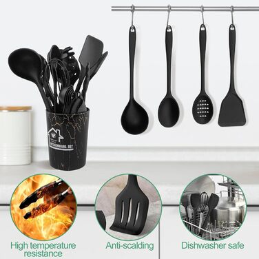 Набір кухонних аксесуарів Maxentico (18 шт.): лопатки, ложки, інструменти для приготування їжі. Силіконовий кухонний інвентар.