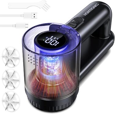 Електричний видалення ворсу Homtronics з LED-дисплеєм та 6-клінковим набором голівок, чорний