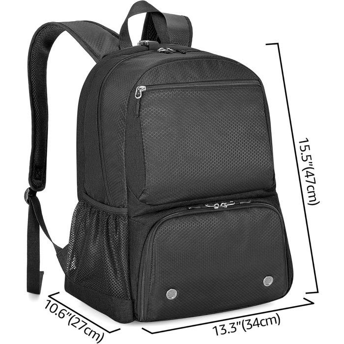 Рюкзак для тенісу DSLEAF з відділенням для взуття, сумка для 2 ракет, з підкладкою на плечах, чорний (для жінок та чоловіків)