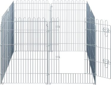 PawHut Вольєр для цуценят/собак, 8 панелей, 63B x 91H см, срібний, для собак, котів, цуценят, вольєр для собак на вулицю