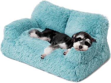 MEWOOFUN Stylish Cat Bed Cat Sofa Fluffy - 76x45cm Large Cat Bed Plush Cat Couch for Small Dogs and Cats Removable and Washable (blue)