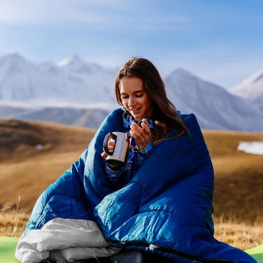 Сплячий мішок Rectoo: водовідштовхуючий, для кемпінгу та подорожей, 200x73 см, блакитний