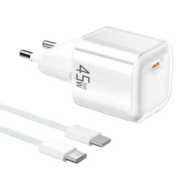 Зарядний пристрій USB-C YISH 45W з кабелем Type-C 60W: Швидка зарядка, PD 3.0, адаптер живлення для смартфонів та планшетів