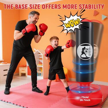 Дитячий боксерський мішок Qoosea для дітей 6-12 років, 160 см, з рукавичками, для карате, кікбоксингу, Taekwondo, MMA, чорний