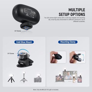 NEEWER BL120B LED світло для селфі та татуювань, сумісне з iPhone, з кліпсою, CPL фільтром, штативом та тримачем для телефону, BL120B (N9)