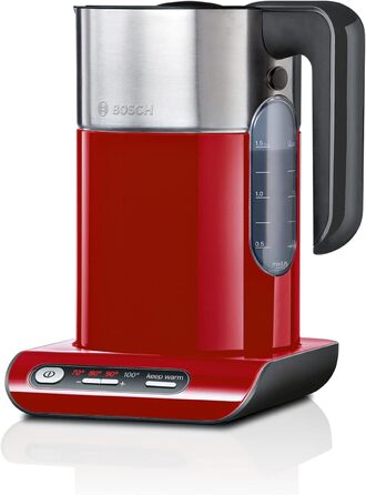 Bosch Kettle Styline TWK8614P, automatic shut-off, overheat protection, temperature selection, keep-warm function, 1.5 L, 2400 W, red