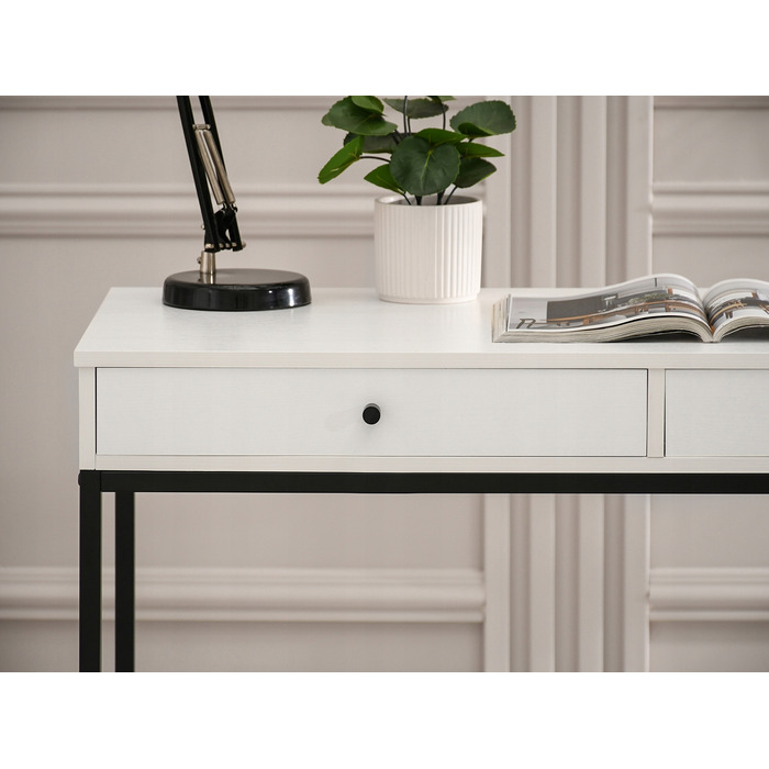 Прямокутний письмовий стіл Mebel-Partner 110 x 48 x 76 см, білий/чорний