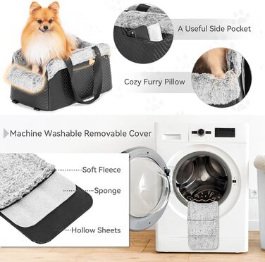 Автокрісло для собак PETSFIT, чорне, для маленьких собак до 5 кг, з захисними гаками