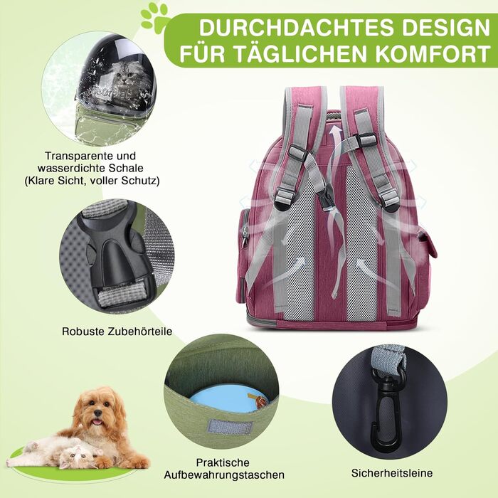 Рюкзак-переноска для котів та собак ALLSOPETS Bubble Carrier Rosa (до 7.5 кг)