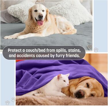 Водонепроникний килимок для собак Kritter Planet, м'який, захист від сечі, для дивану, ліжка, авто, меблів, XXL (229 x 203 см), (XL(203 x 152 см), фіолетовий/темно-сірий)