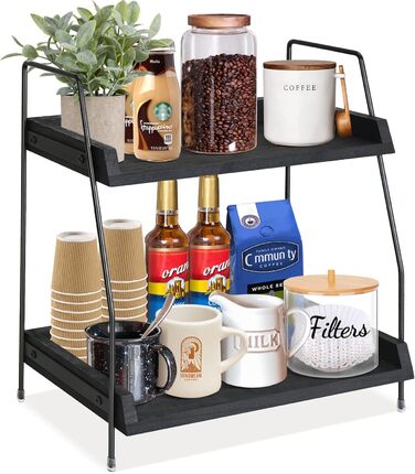 Coffee bar accessories and organizers, countertop, coffee station, organizer, kitchen counter, shelf, organizer, coffee spice storage, lid holder, countertop shelf for bathrooms