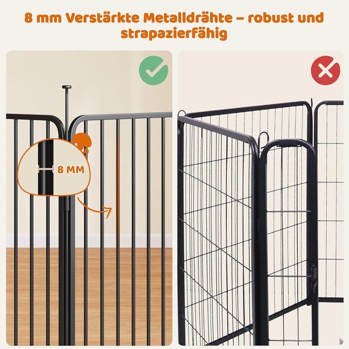 Вольєр для цуценят Yaheetech 24-секційний з замком, тихі труби, захист для підлоги, посилені металеві дроти, 80 см, для квартири та саду