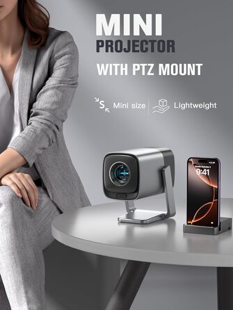 Проектор міні 18000L 1080P з автофокусом та WiFi/Bluetooth, Netflix сертифікований, обертовий на 210°, з корекцією трапеції та фільтром від пилу