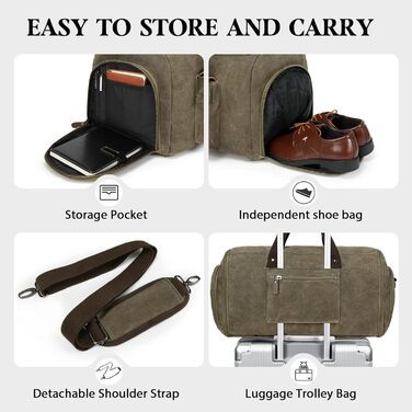 Чохол для одягу для подорожей з парусини Vintage Grau L: сумка для костюма, ручна поклажа 2-в-1 з відділенням для взуття