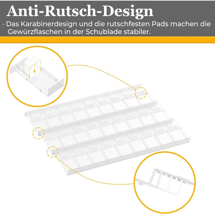 Організатор для спецій Famhap, 24 шт. Прямокутні полички для спецій, органайзер для спецій у ящик, полиці для спецій, органайзер для спецій, прозорі